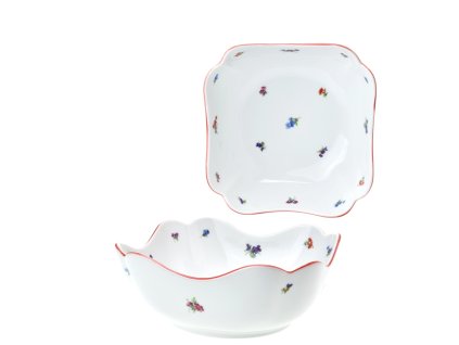 Mísa vysoká čtyřhranná 18 cm Rokoko rakouská házenka s červ.linkou