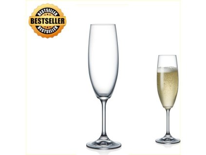 Sklenice na sekt - flétny Lara-Bohemia 220 ml - sada 6 ks