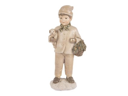 Dekorativní figurka chlapce s pejskem Clayre & Eef 6PR5535 9x7x18 cm