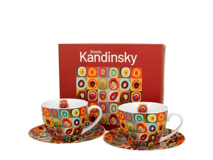 DG - Šálky s podšálky na kávu Wassily Kandinsky Čtverce se soustřednými kruhy 2 ks - 270 ml
