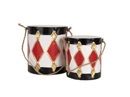 Dekorativní sada dvou bubínků Clayre & Eef 6Y5808 Ø 15x38 / Ø 13x29 cm