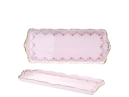 Podnos 37 cm AMIS girlanda z růžiček - růžový porcelán