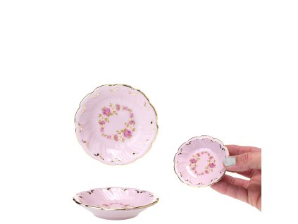 Miska kulatá mini 8 cm Felicie - girlanda z růžiček - růžový porcelán