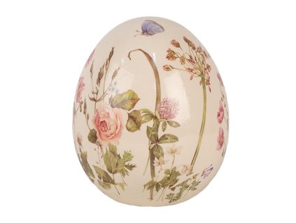 Dekorativní keramické vajíčko BLOOMING SPRING Clayre & Eef 6CE1918L Ø 14x18 cm