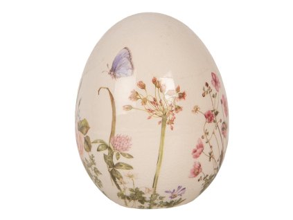 Dekorativní keramické vajíčko BLOOMING SPRING Clayre & Eef 6CE1918M Ø 10x12 cm