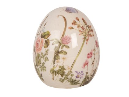 Dekorativní keramické vajíčko BLOOMING SPRING Clayre & Eef 6CE1918S Ø 7x9 cm
