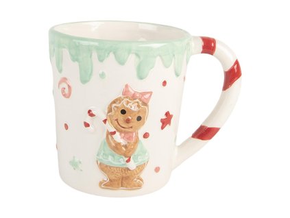 Keramický hrnek GINGERBREAD FIGURE Clayre & Eef 6CEMU0195 13x10x10 cm / 400 ml
