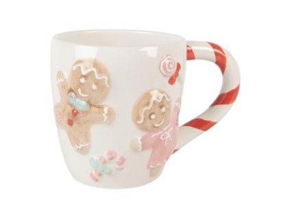 Keramický hrnek GINGERBREAD FIGURE Clayre & Eef 6CEMU0198 14x9x10 cm / 350 ml