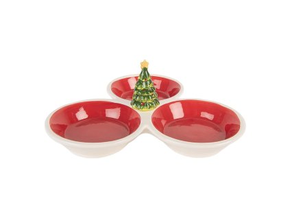 Keramická trojmiska CHRISTMAS TREE Clayre & Eef 6CE2225 26x24x10 cm