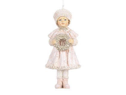 Dekorativní figurka děvčátka s věnečkem Clayre & Eef 6PR5658 5x4x11 cm