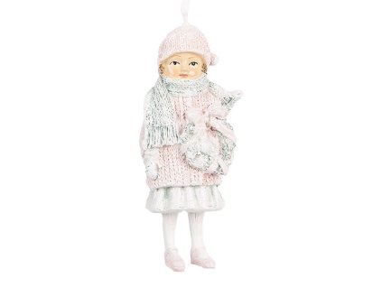 Dekorativní figurka děvčátka s věnečkem Clayre & Eef 6PR5659 5x4x11 cm