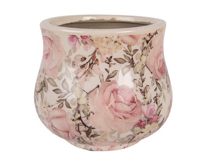 Keramický květináč PASSIONATE FLOWERS Clayre & Eef 6CE2241S Ø 15x13 cm