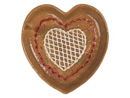Keramický dezertní talíř GINGERBREAD HEART Clayre & Eef 6CE2325 17x17x3 cm