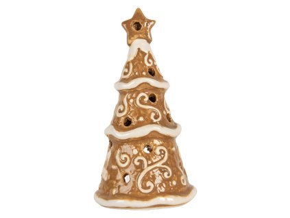 Keramický svícen na čajovou svíčku CHRISTMAS TREE Clayre & Eef 6CE2361 Ø 8x15 cm