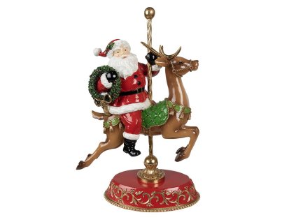 Dekorativní figurka Santa Clause na sobovi Clayre & Eef 6PR3923 29x14x46 cm