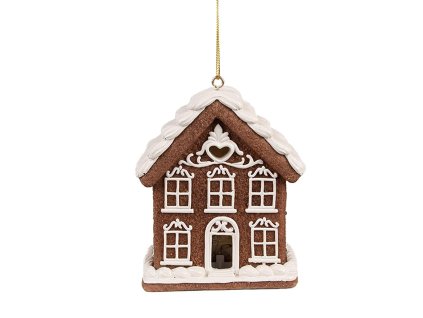 Dekorativní perníková chaloupka s LED osvětlením Clayre & Eef 6PR4358 9x6x10 cm