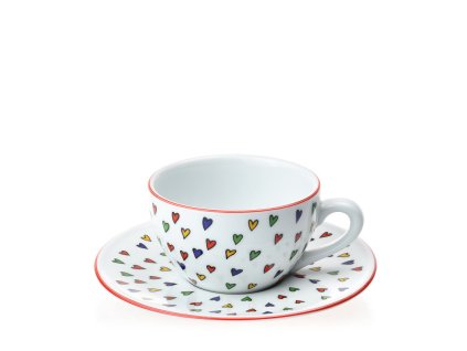 Šálek s podšálkem na espresso Milada 180 ml mini srdíčka