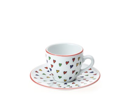 Šálek s podšálkem na espresso Milada 90 ml mini srdíčka