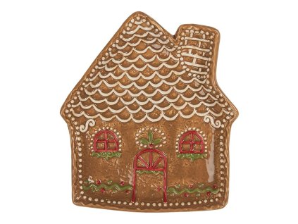 Keramický dezertní talíř GINGERBREAD HOUSE Clayre & Eef 6CE2360 17x17x3 cm