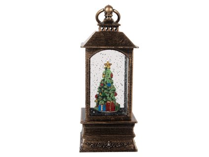 Vánoční lucerna s LED osvětlením a melodií Clayre & Eef 66408 8x8x20 cm / 3xAAA