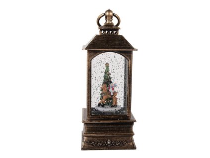 Vánoční lucerna s LED osvětlením a melodií Clayre & Eef 66409 8x8x20 cm / 3xAAA