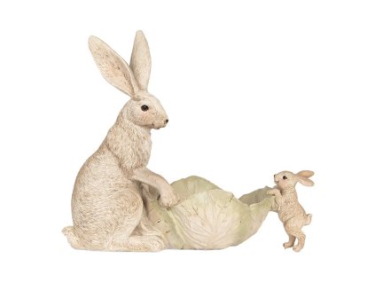 Dekorativní figurka králíka s malým králíčkem Clayre & Eef 6PR5905 29x14x26 cm