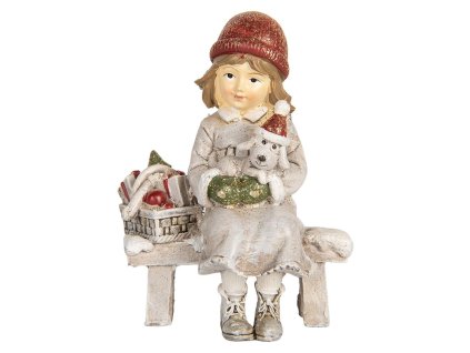 Dekorativní figurka děvčátka s pejskem Clayre & Eef 6PR5916 7x5x10 cm