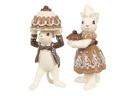 Sada dvou dekorativní figurek myší Clayre & Eef 6PR3904GG 5x5x11 / 5x5x10 cm