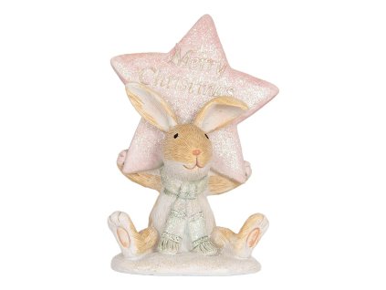 Dekorativní figurka králíka s hvězdou Clayre & Eef 6PR5884 8x5x11 cm