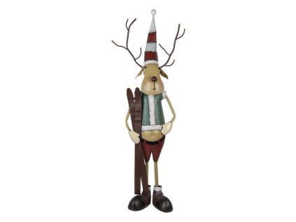 Dekorativní figurka jelena s lyžemi Clayre & Eef 5Y1334 48x28x126 cm