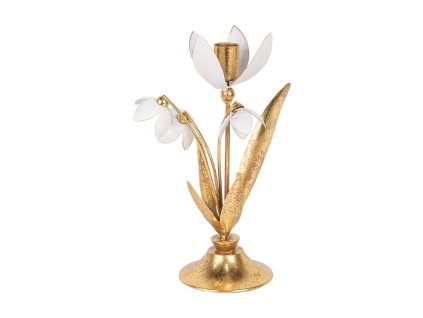 Kovový svícen FLOWER Clayre & Eef 6Y5804 14x10x25 cm