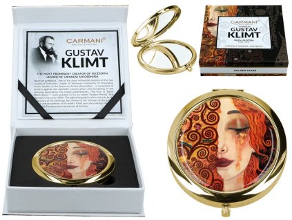Carmani - Kosmetické zrcátko G. Klimt, Zlaté slzy - 7 cm