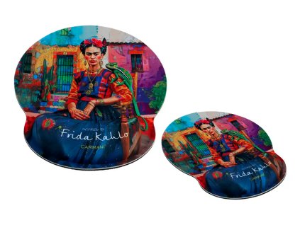 Carmani - Počítačová podložka pod myš s polštářkem na zápěstí F. Kahlo - 22x25 cm