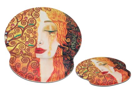 Carmani - Počítačová podložka pod myš s polštářkem na zápěstí G. Klimt Zlaté slzy- 22x25 cm