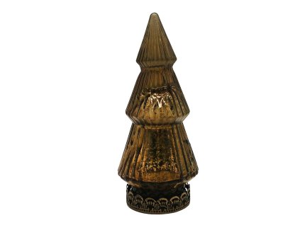 Skleněný vánoční stromek s LED osvětlením Clayre & Eef 6GL4587 Ø 7x16 cm