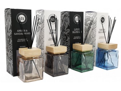 SIL - Velký vonný difuzér hnědý s vůní AMBER + SANDALWOOD - 1 litr