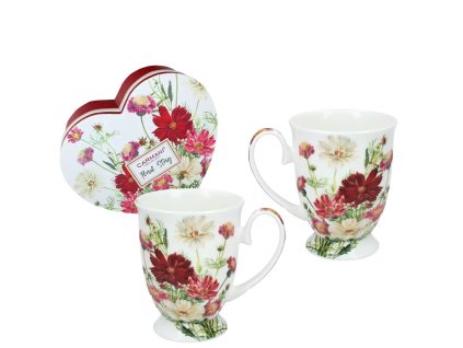 Hrnek 350 ml Květiny - sada 2 ks v srdci
