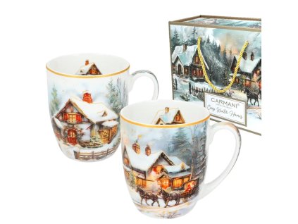 Hrnek 400 ml Zimní pohoda na venkově - sada 2 ks