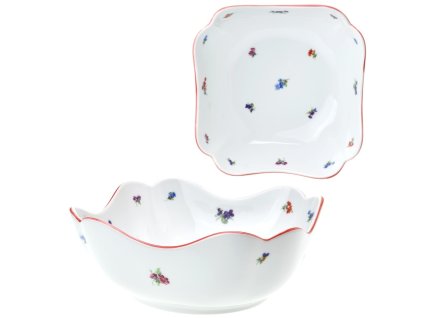 Mísa vysoká čtyřhranná 24 cm Rokoko rakouská házenka s červ.linkou