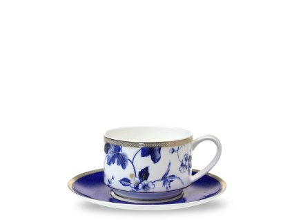 Šálek s podšálkem 220 ml z kostního porcelánu - cobalt art decco flowers