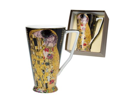 Hrnek latte conus 500 ml Gustav Klimt - Polibek (tmavý podklad)