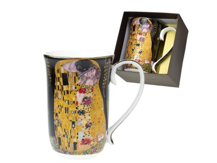 Hrnek latte 400 ml Gustav Klimt - Polibek (tmavá verze)