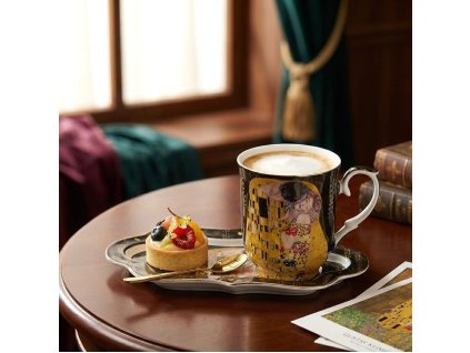 Snídaňový set 350 ml Gustav Klimt - Polibek (tmavý podklad)