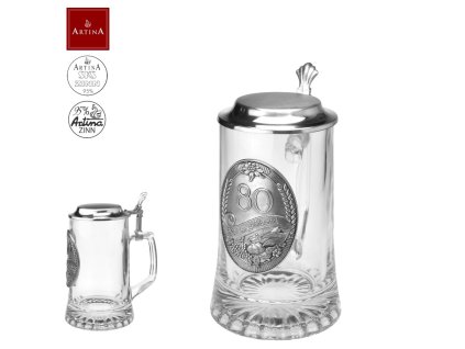 Korbel 500 ml výroční "80" - 16,5 cm