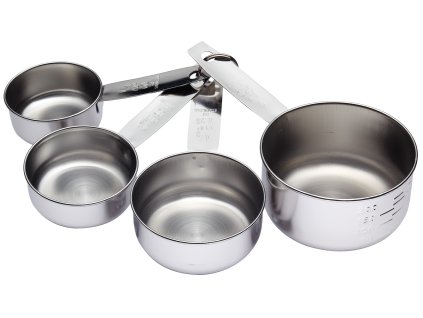 Kitchen Craft - Nerezové odměrné misky - Sada čtyř stylových odměrek z leštěné nerezové oceli