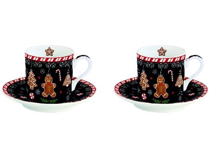 Easy Life - Sada dvou šálků a podšálků na espresso Gingerbread 2 ks - 75 ml