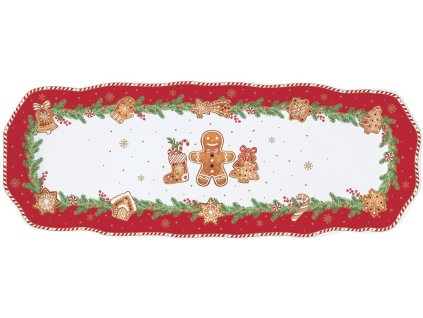 Easy Life - Porcelánový servírovací tác Fancy Gingerbread obdélník - 37 × 14 cm