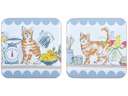 UW - Korkové podložky Pantry Cats 4 ks - 10,5 x 10,5 cm