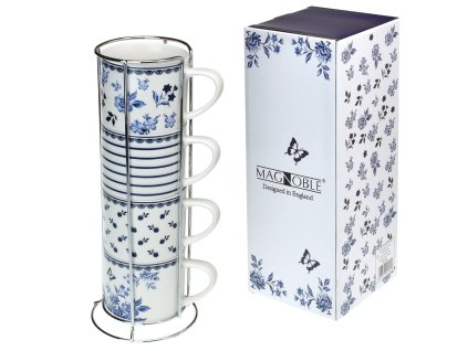 Hrnek 340ml Magnoble Blue - 4 kusy v kovovém stojanu