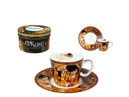 Šálek s podšálkem na espresso 100 ml - Gustav Klimt - Polibek
